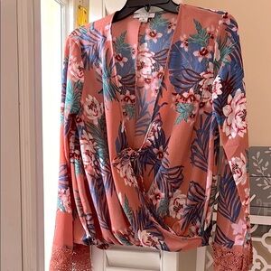Fables Floral Wrap Blouse Medium